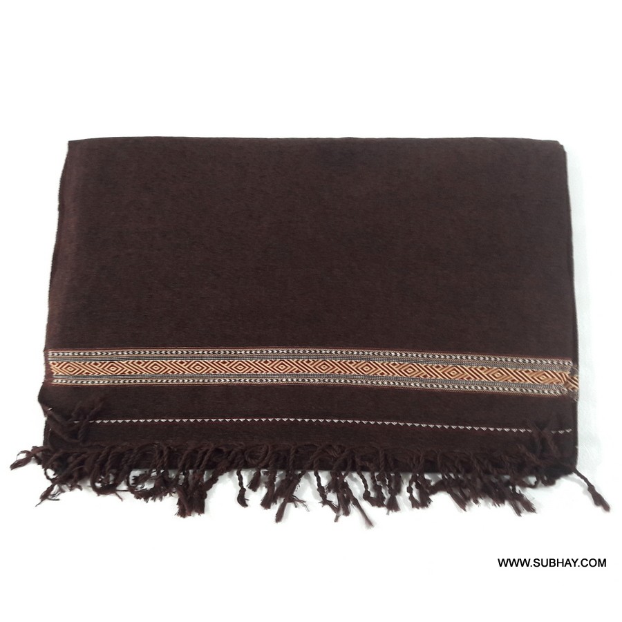 Pure Velvet Dark Brown Dhussa / Khamdar Shawl SHL-150-3 By Khan Culture